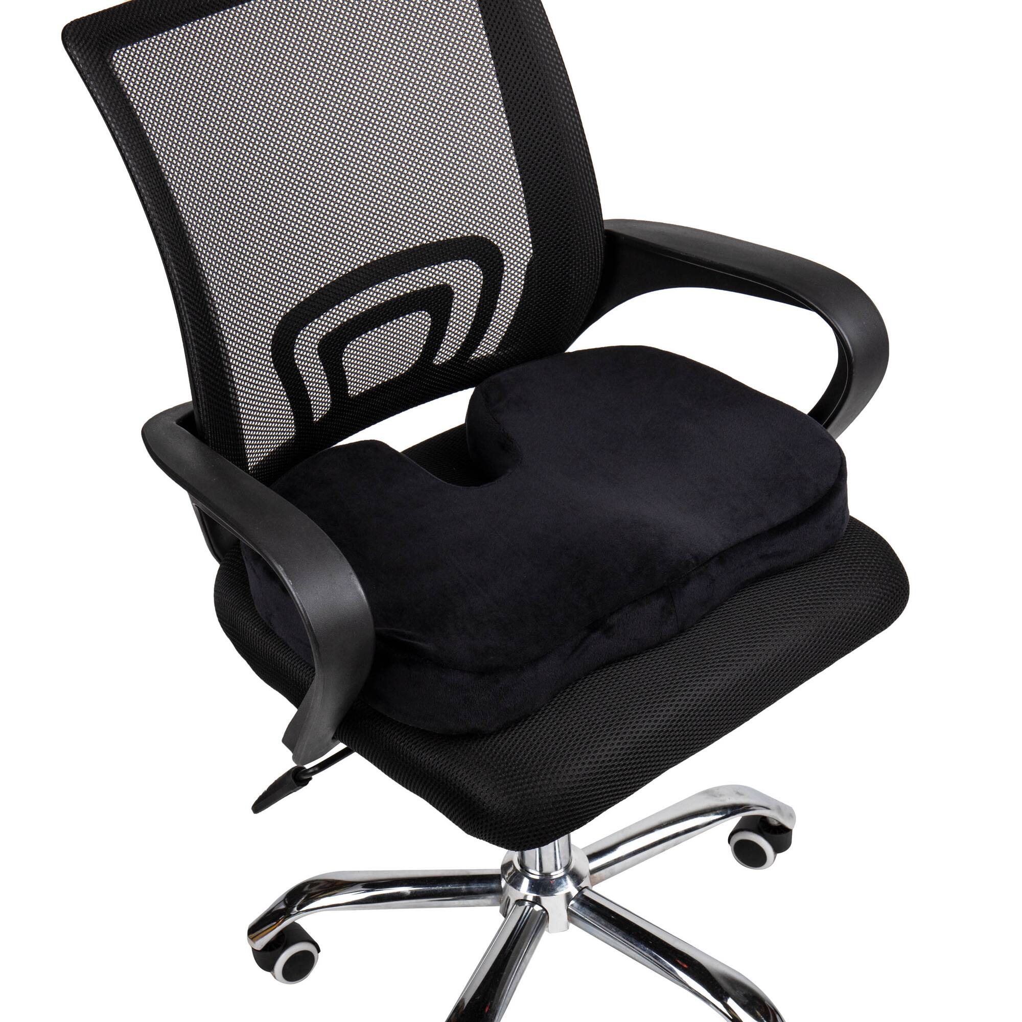 Mind Reader 18" Black Back Relief Memory Foam Seat Cushion